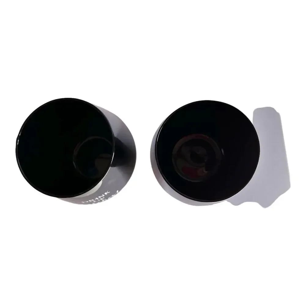 Drink Up Witches Cobwebs & Cauldrons Black Halloween Stemless Wine Glasses Pair